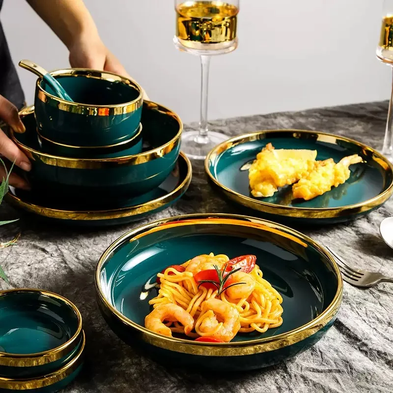 Forest Green Ceramic Dinnerware Set