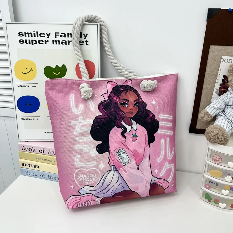 Printed Rope Tote Bag