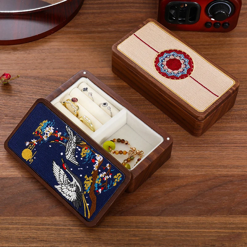 Embroidered Wooden Jewelry Box