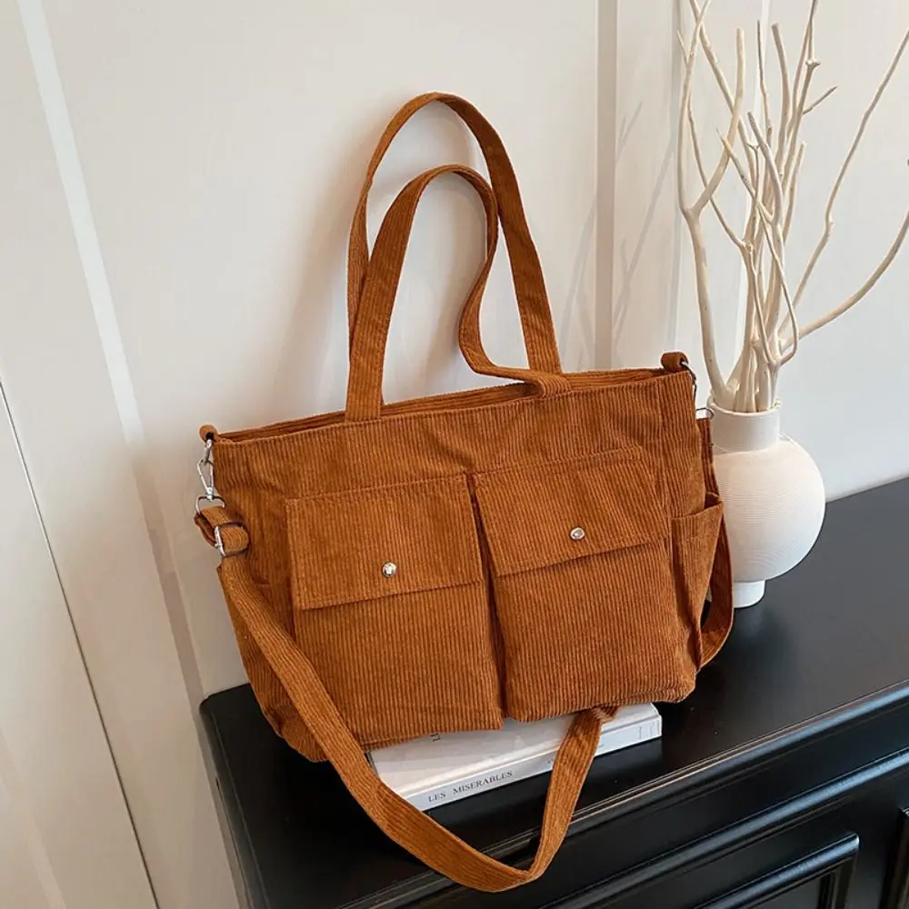 Corduroy Multi-Pocket Tote