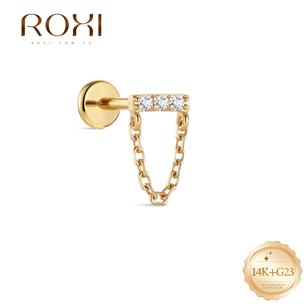 14K Gold CZ Tassel Earring