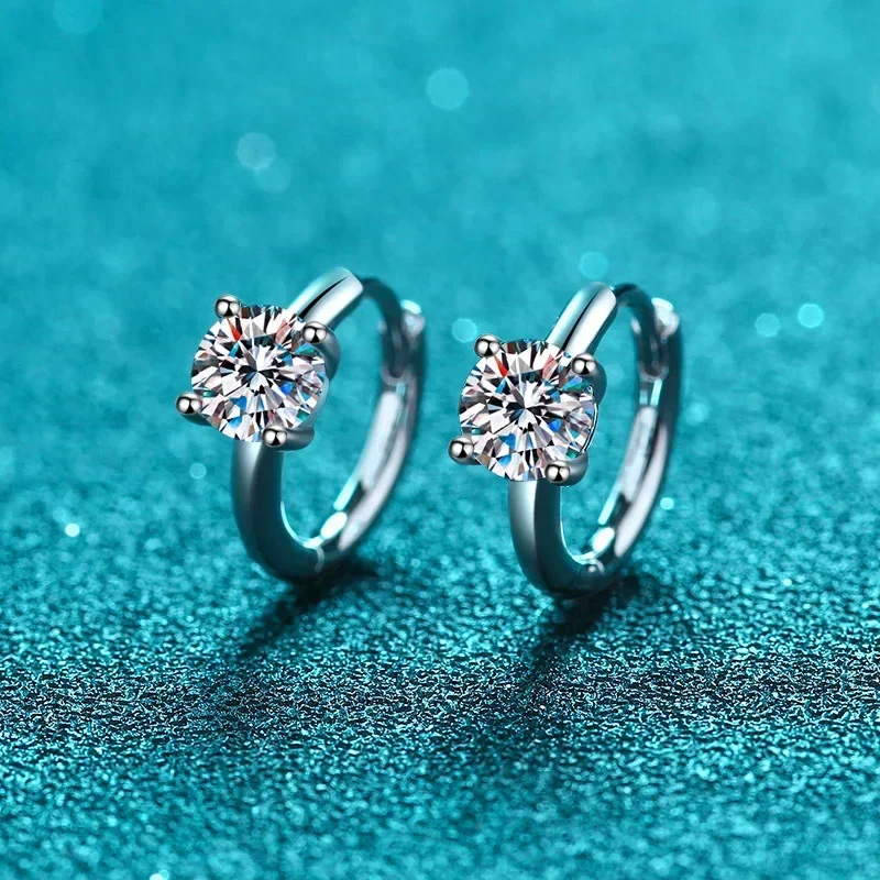 1/2 Carat Moissanite Hoop Earrings