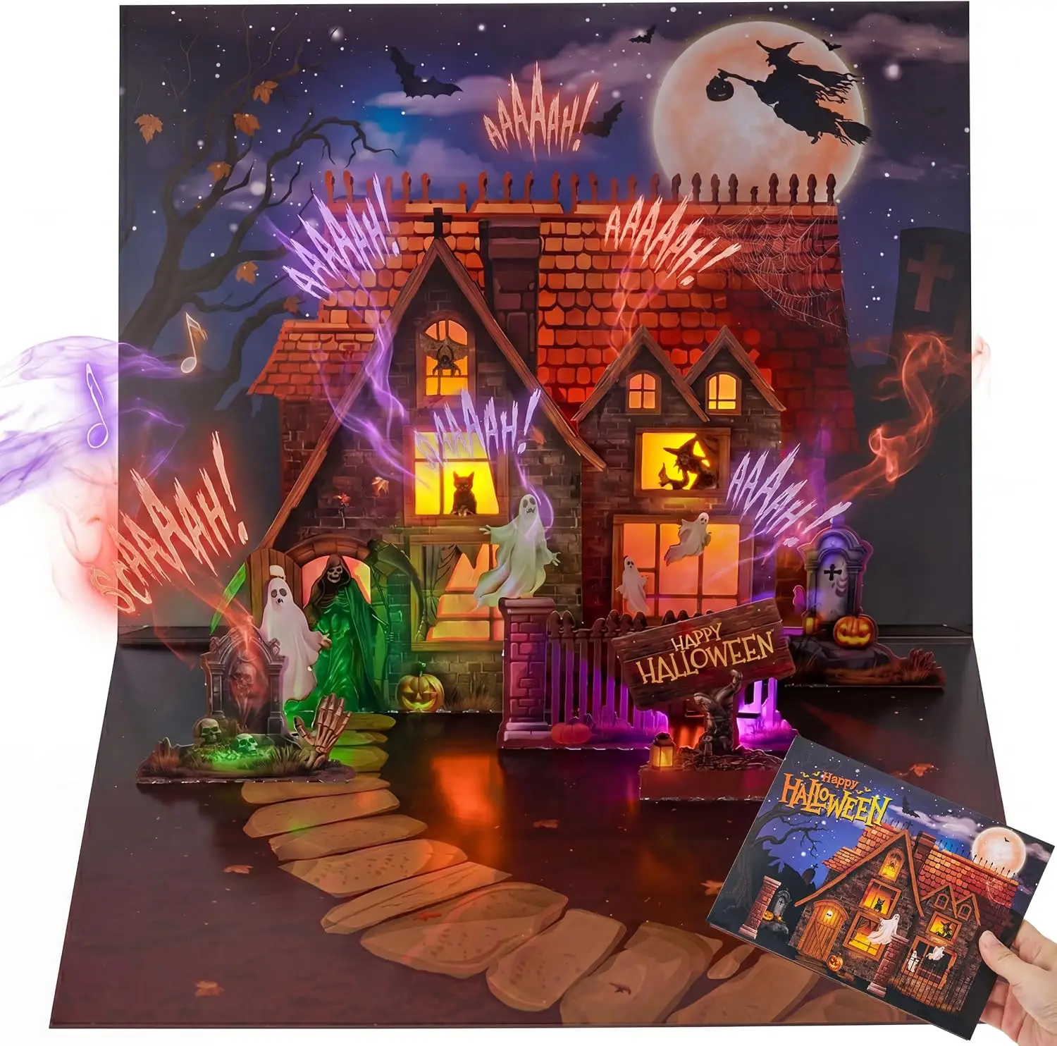 Halloween Scary Sound & Light Pop-Up Card