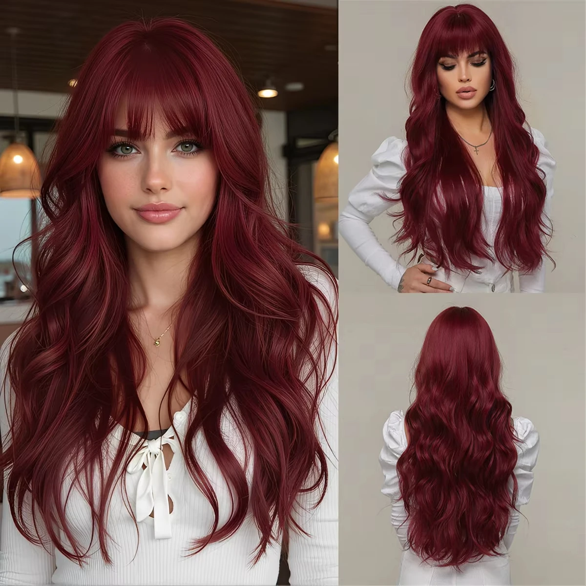 Red Wine Wavy Hairdo